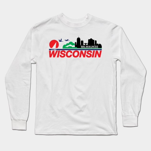 Wisconsin License Plate Milwaukee Skyline Long Sleeve T-Shirt by KevinWillms1